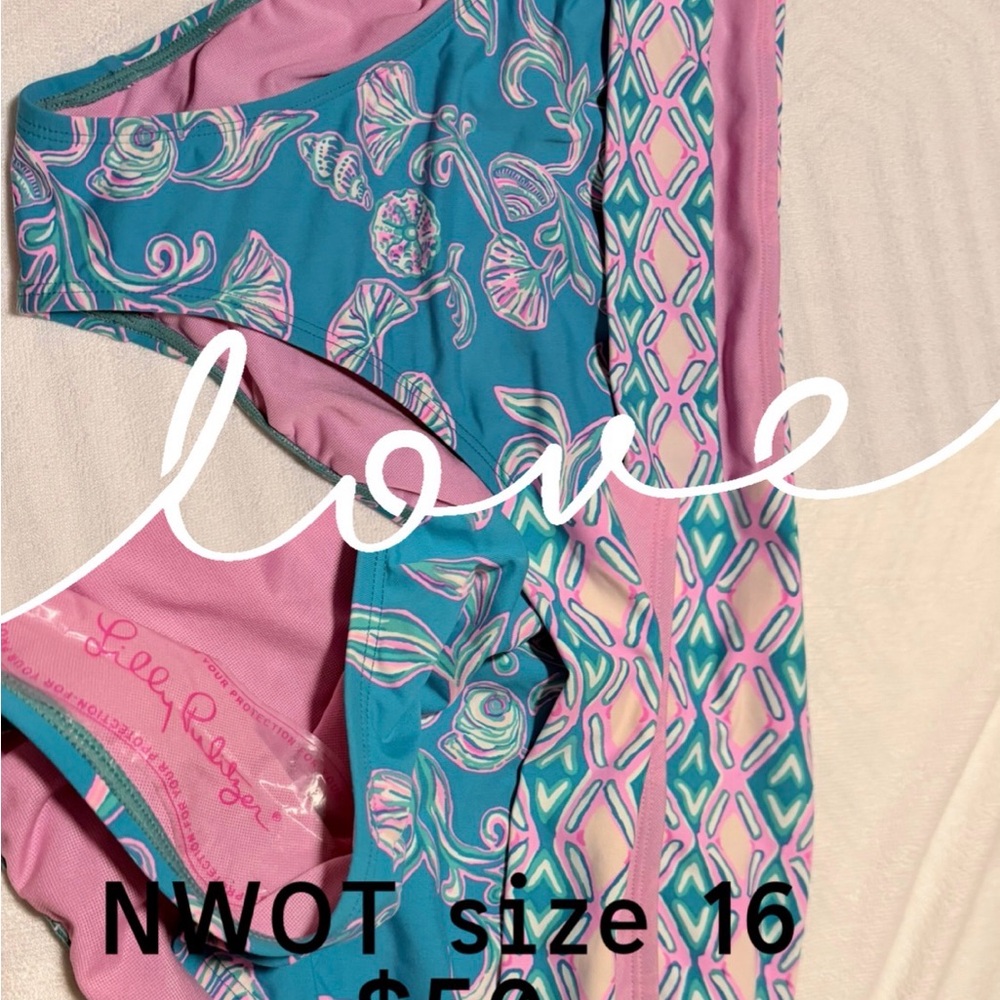 Lilly Pulitzer Teal & Pink Floral Print Bikini Bottoms